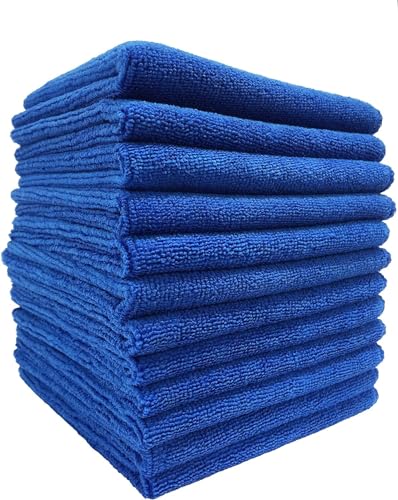 洗車 マイクロファイバー タオル 30x30cm 青 12枚 超吸水 速乾 傷防止 小判 厚手 拭き上げ クロス 掃除 洗車用品 TARO WORKS